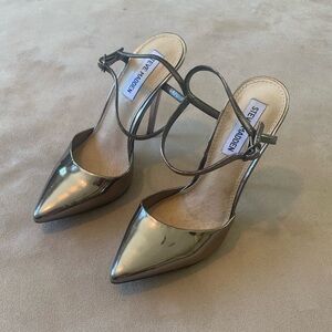 Steve Madden Silver Metallic Heels with Ankle Straps